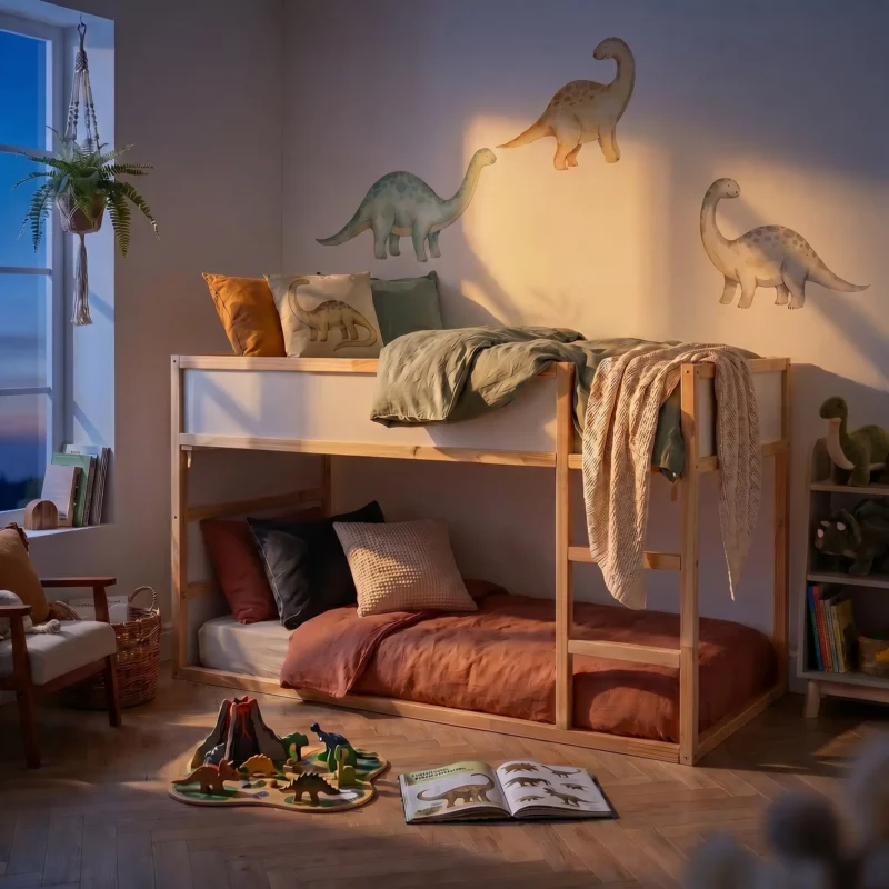 Toit de lit cabane IKEA KURA Starlight Plus en bois – avant