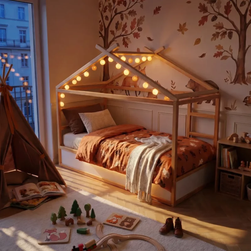 Toit cabane pour lit enfant IKEA KURA Rainbow Standard – après