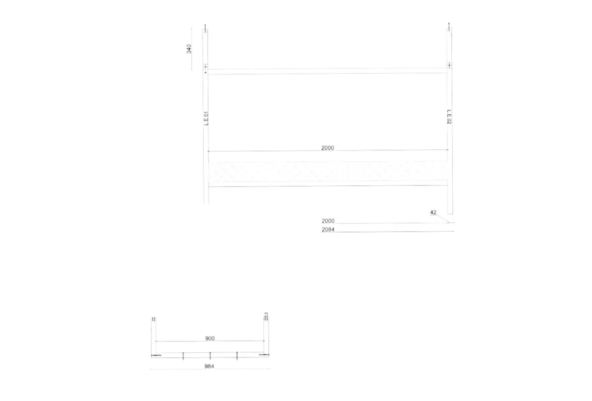 Toit cabane Meadow Plus pour lit IKEA KURA – dessin technique