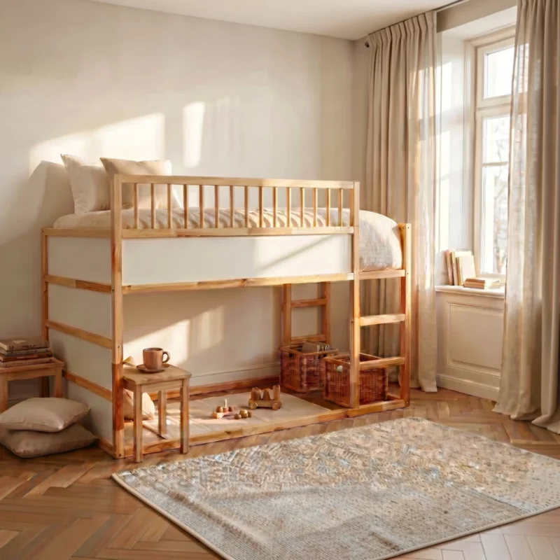 IKEA KURA Bed Upper Fall Protection RONA 165 with Round Wooden Spindles