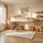 Protection antichute supérieure RONA 165 pour lit IKEA KURA avec barreaux ronds en bois
