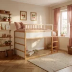 Protection antichute supérieure RONA 165 pour lit IKEA KURA avec barreaux ronds en bois