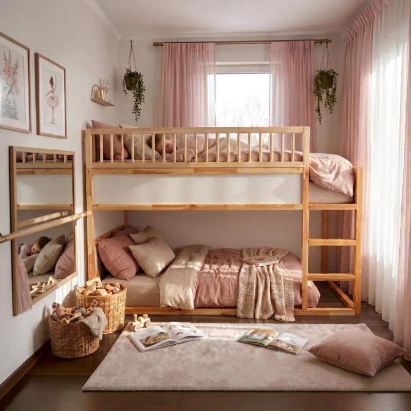 Protection antichute supérieure RONA 165 pour lit IKEA KURA avec barreaux ronds en bois – après