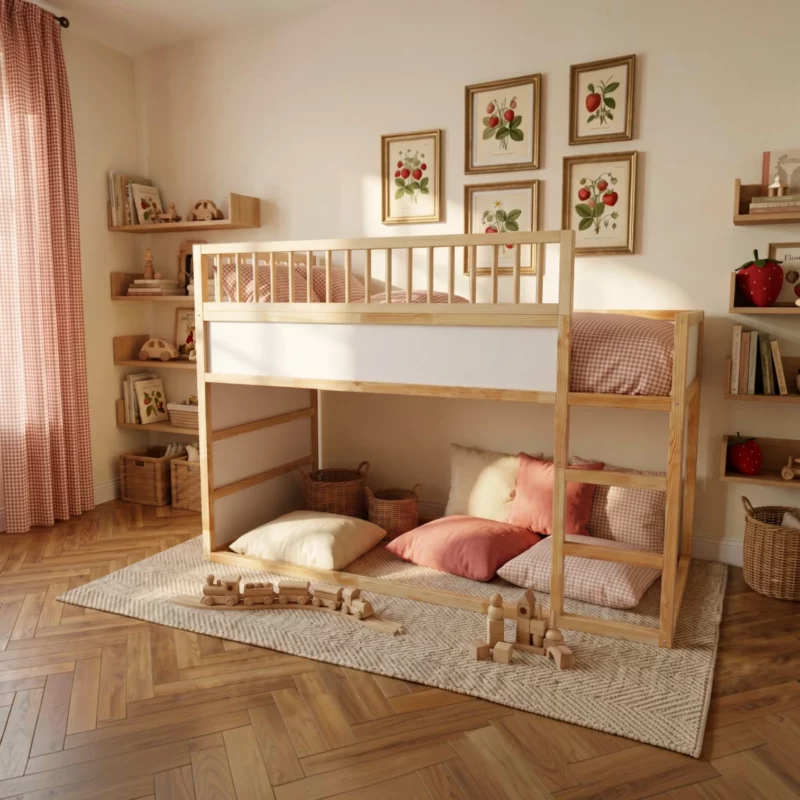 IKEA KURA Bed Upper Fall Protection RONA DUO 165×90 with Round Wooden Spindles