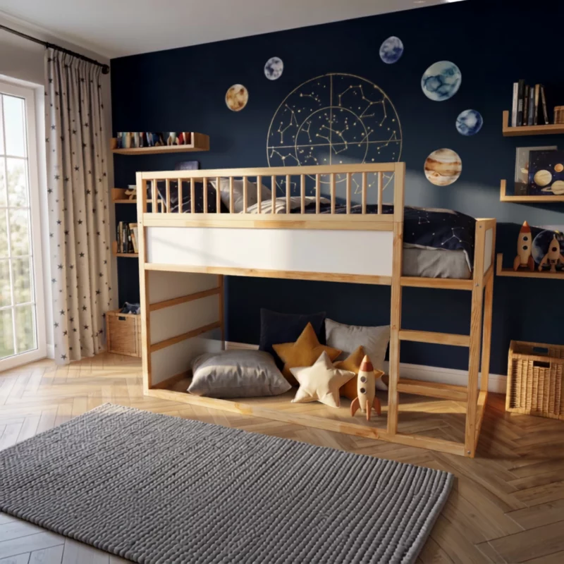IKEA KURA Bed Upper Fall Protection RONA DUO 165×90 with Round Wooden Spindles
