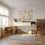 IKEA KURA Bed Upper Fall Protection RONA TRE 90×165×90 with Round Wooden Spindles