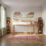 IKEA KURA Bed Upper Fall Protection RONA TRE 90×165×90 with Round Wooden Spindles