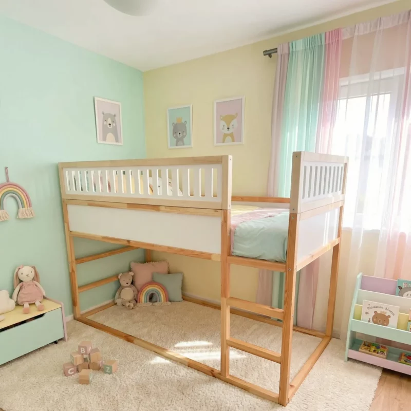 IKEA KURA Bed Upper Fall Protection VILO DUO SPLIT 165×90 in Wood and MDF