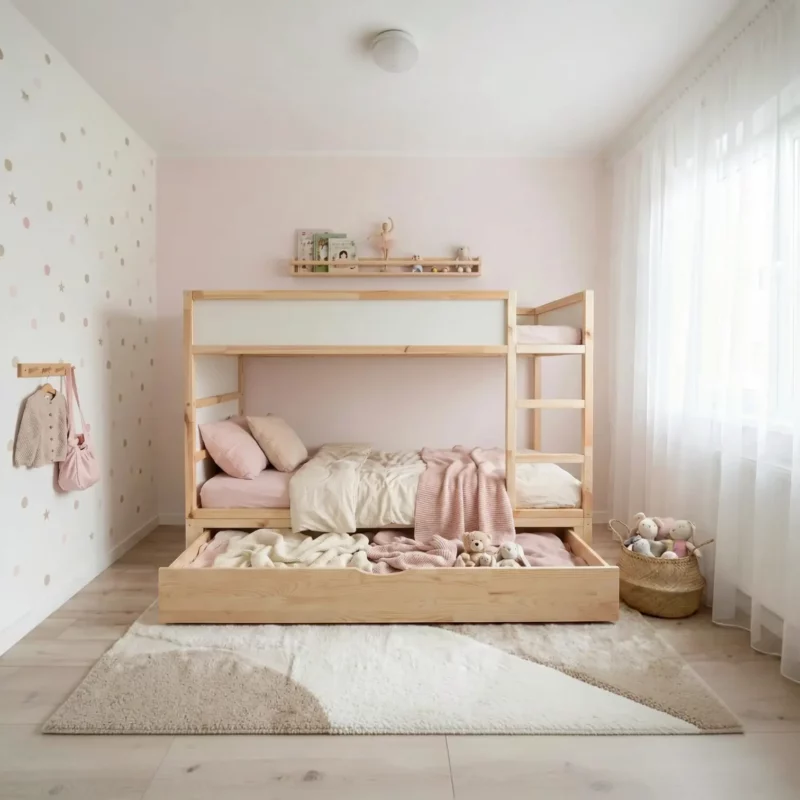 IKEA KURA Bed Platform with Extra-Large Drawer NestUp Storage XL Natural Wood - after