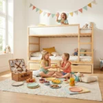 Plateforme pour lit IKEA KURA avec deux tiroirs NestUp Storage à façade en pin