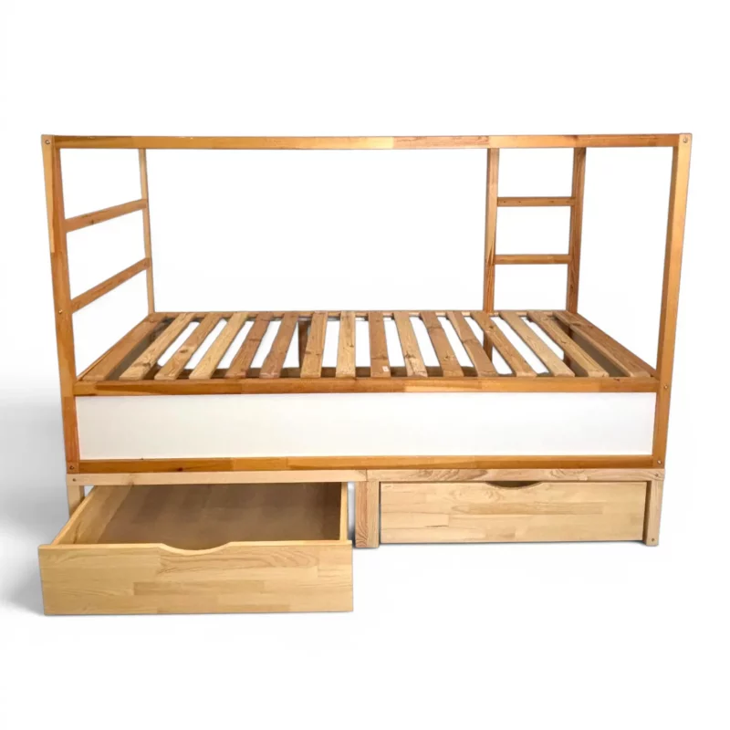 IKEA KURA Bed Platform with Two Drawers NestUp Storage Pine Front