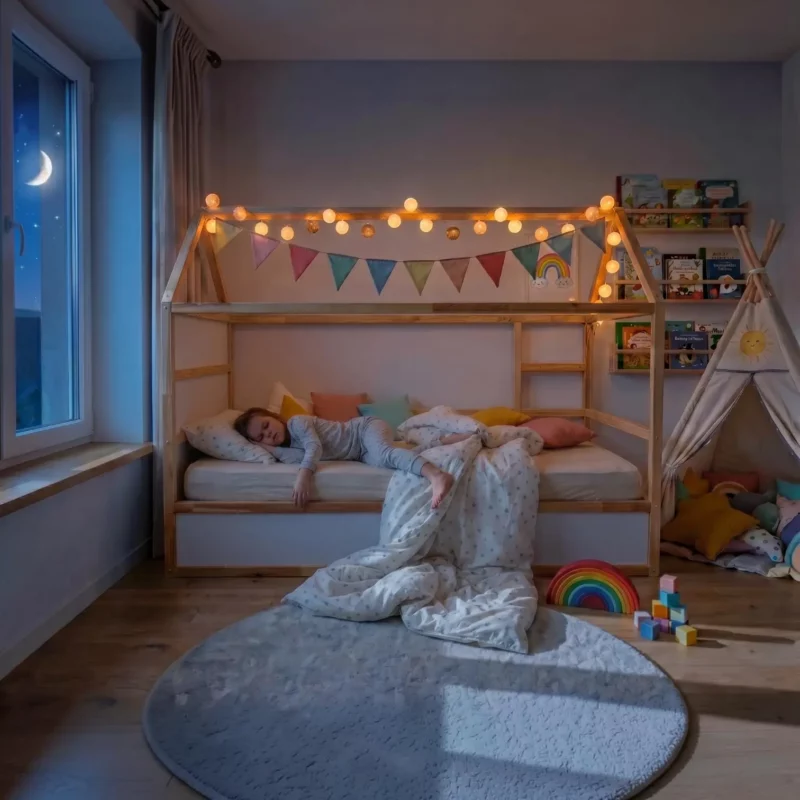 IKEA KURA Bed Lower Fall Protection VELO TRE 165×90×90 in Wood and MDF - before