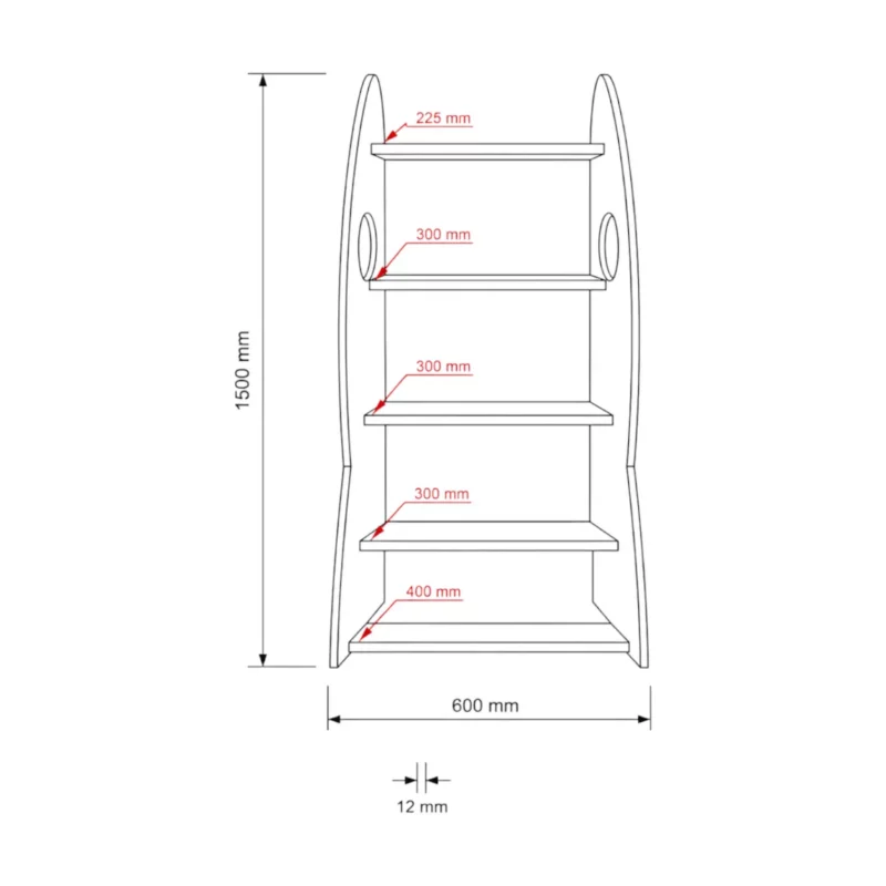 IKEA KURA Bed Montessori Shelving Unit RAKIETA MIDI White - scheme