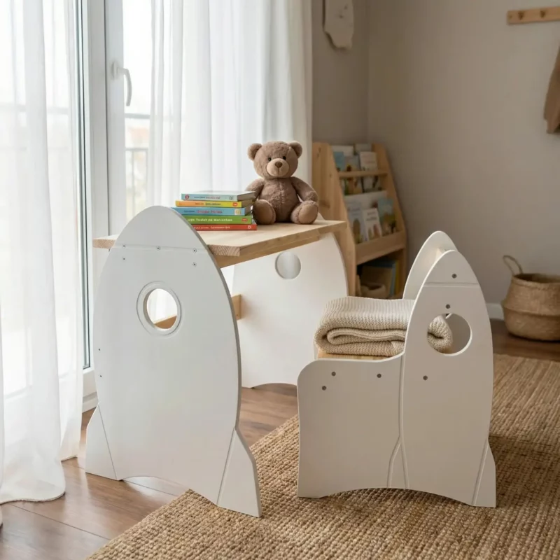 IKEA KURA Bed Montessori Table and Chair RAKIETA White