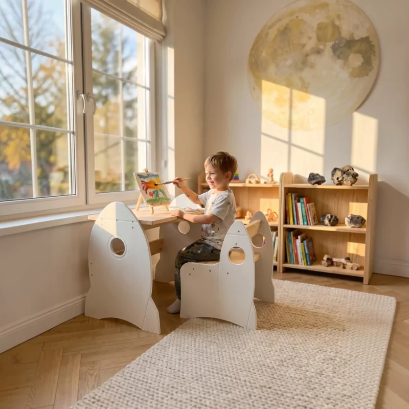 IKEA KURA Bed Montessori Table and Chair RAKIETA White