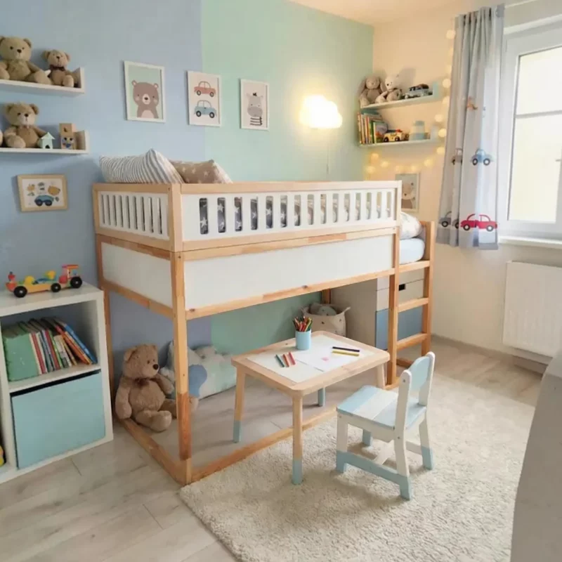 IKEA KURA Bed Upper Fall Protection VILO DUO 165×90 in Wood and MDF
