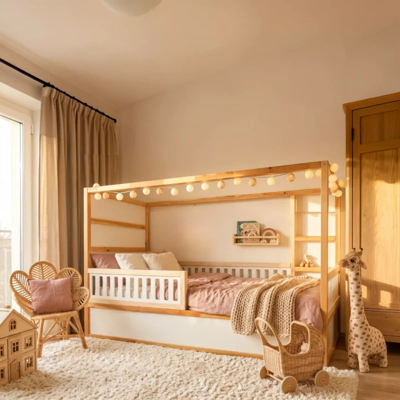 IKEA KURA Bed Lower Fall Protection VELO TRE 165×90×90 in Wood and MDF